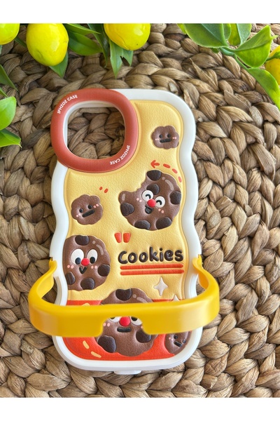 shop İPhone 13 uyumlu Stantlı Kalın dalga çerçeveli Renkli desenli kabarık yüzeyli kılıf