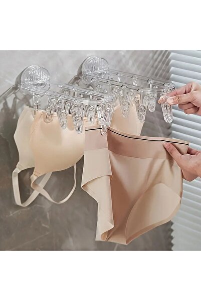 woodhub Vantuzlu Çok Amaçlı Elbise Askısı, Banyo ve Balkon İçin Kurutma Askıs...