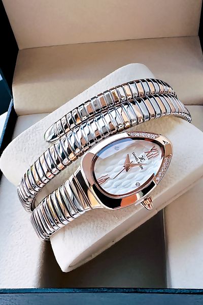 Daniel Klein Snake Watch Model - Women's Wrist Watch, Waterproof Rose Silver Steel Band - Bracelet Gift Gdkb2012C6