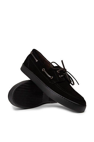 Deery Men's Genuine Suede Black Casual Marine Shoes