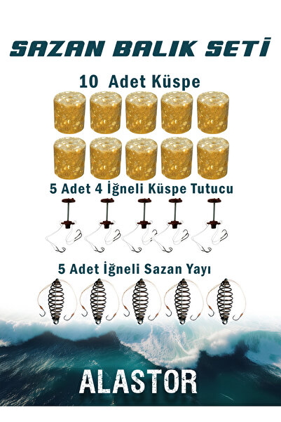 ALASTOR 5'Li Sazan Olta Seti Göl Baraj Olta Seti Küspeli Yaylı Olta Seti Balıkçı Seti