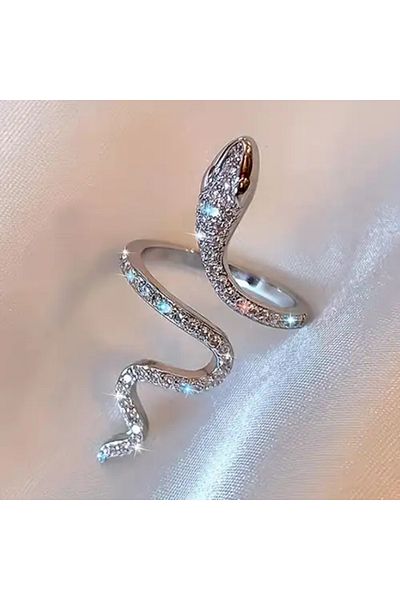 Belora Diora Sparkling Snake Ring with Wrapped Zirconia