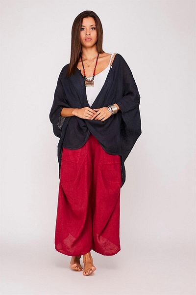 EREN STYLE Italian Pockets Linen Baggy Trousers (Size 36-48)