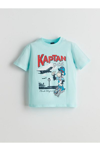 LC Waikiki Νέα σεζόν Crew Neck Nostalgic Monkey Printed Boy's Tisort - S5JL66Z4
