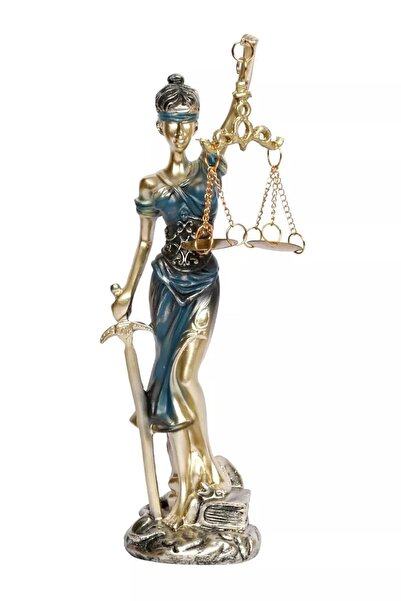 Dünyadan Hediyeler Themis Adalet Kadını Terazisi Heykeli Mavi Gold 24cm