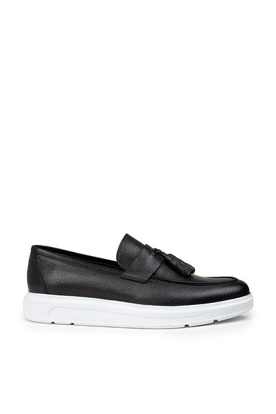 Deery Men's Genuine Leather Black Comfort Tassel Loafer