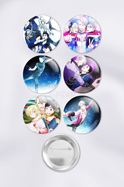 ZipZap Yuri on Ice Çanta Süsü Rozet İğneli Buton Rozet Seti (6 ADET)