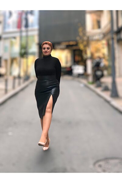 wisteriA ÖNDEN YIRTMAÇLI DERİ ETEK