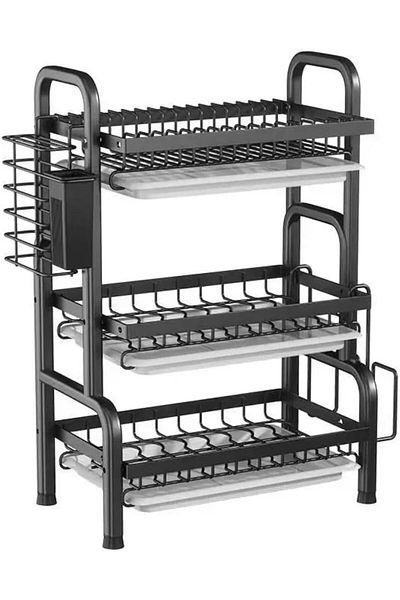Tradeo 3 Tier Utensil Rack Utensil Drying Stand with Utensil & Cutting Board Holder Utensi Drainer.