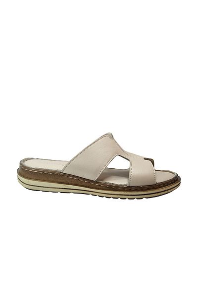 Beety 25Hl.413 Genuine Leather Beige Pad Anatomical Sole Women's Slippers