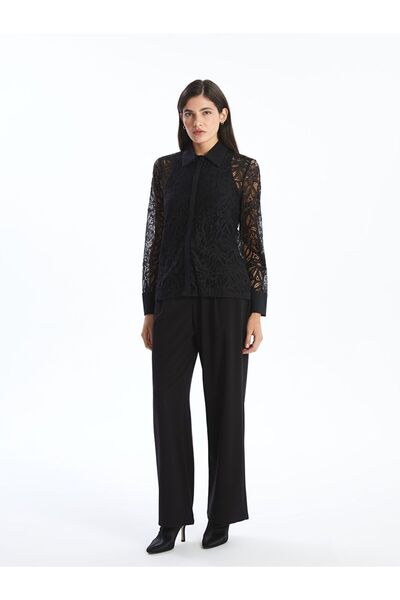 LC Waikiki Siyah Ajurlu Kadın Gömlek