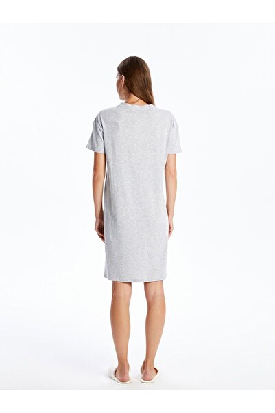 LC Waikiki Cămașă de noapte gri guler rotund cu imprimeu pentru gravide