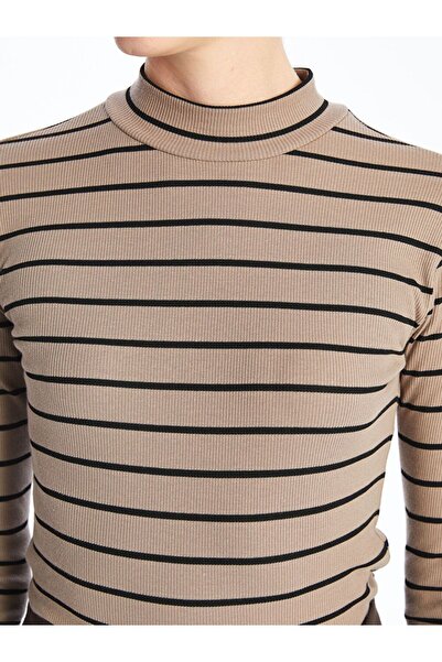 LC Waikiki LCWAIKIKI Basic Dik Yaka Çizgili Kadın Body