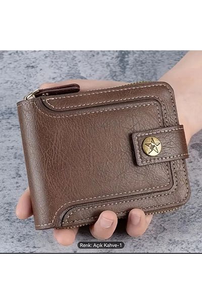 ORGANICYOU Portofel pentru bărbați SHENZHEN în stil vintage - cu compartiment pentru monede, fermoar, design elegant din piele artificială