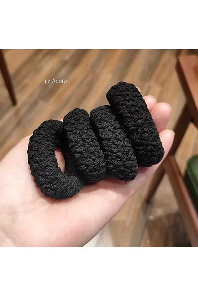 LO ADORO 10 Pieces Pastel Color Extra Thick Rubber Buckle Special Production Rubber Buckle Black Thick Hair Accessory