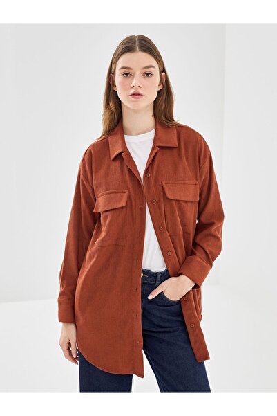 LC Waikiki LCW Modest Oversize Kadife Kadın Gömlek Tunik