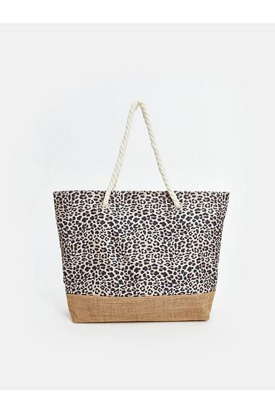 LC Waikiki Lcw Accessories Mixed Leopard Pattern Women's Beach Bag
