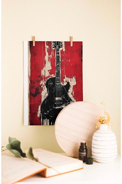 pardayanlar Rock Gitar Ahşap Poster – Retro Müzik Dekorasyonu