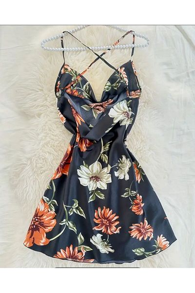 İltena Satin Floral Patterned Dress