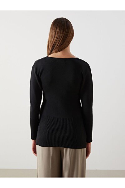 LC Waikiki Black V-Neck Women's Knitwear Cardigan