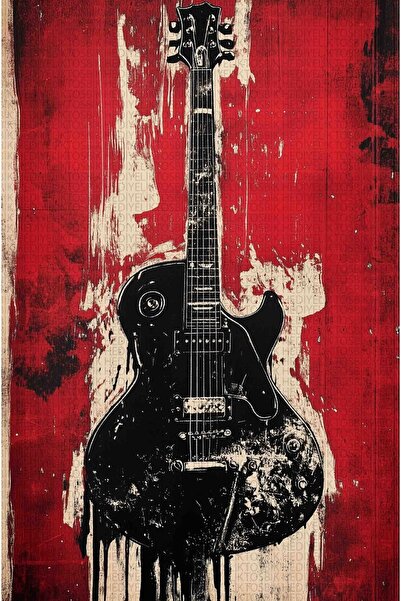 pardayanlar Rock Gitar Ahşap Poster – Retro Müzik Dekorasyonu
