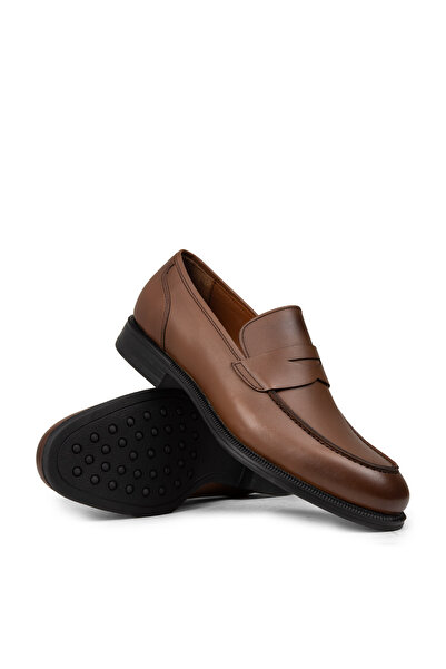 Deery Erkek Hakiki Deri Taba Renk Klasik Loafer Ayakkabı