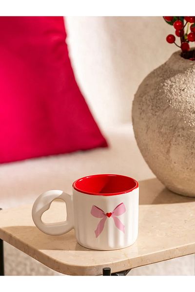 LC Waikiki Lcw Home Red Bow Printed Ceramic Mug 270 ml