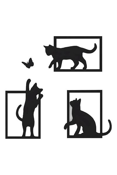 GİT3D Stylish Cat Wall Decor Model-3 (35 cm)