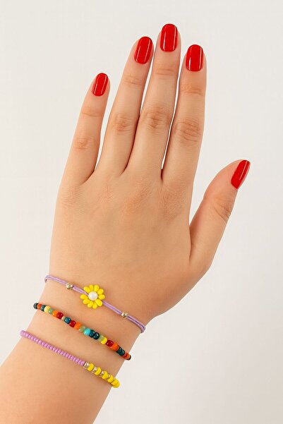 KEEBA 3 Star Flower Beaded Elevator Bracelet. Elastic Bracelet, Women's Rope ...
