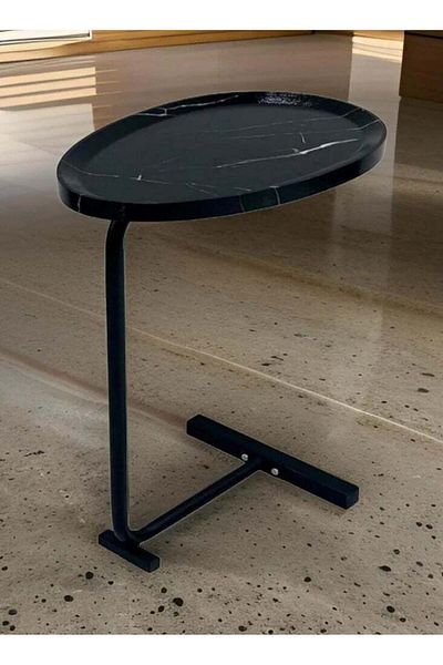 Generic Single service table with a wooden marble top, elegant and modern design