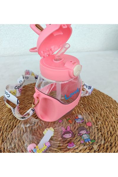senacacollection School Water Bottle with Rabbit Ears 700 ml with Sticker Gift 1 Pcs