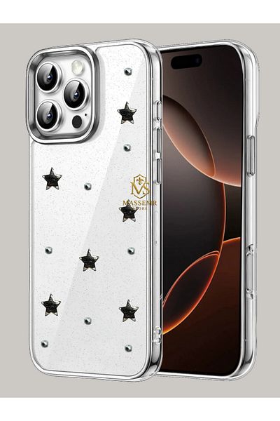 Massemr Apple iPhone 15 Pro Compatible Patterned Luxury Silicone Case – Stylish Design, Shock Absorbing Protection Cover