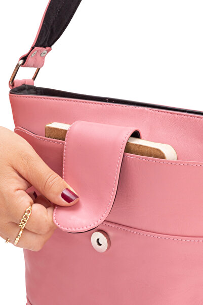 fubileather Geantă Messenger roz din piele naturală