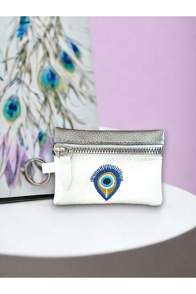simagift Evil Eye Patterned Faux Leather Wallet Keychain (9*6,5cm)