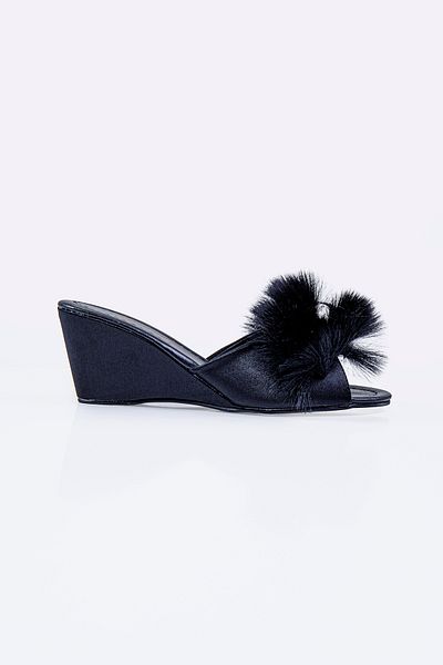 Lunoche Nightwear Women's Thick Heeled Feathered and Stoned Stylish Daily House Slippers Dowry Slippers Ornate Birth Guest Bride Te