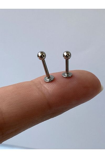 kurukafagift Steel Piercing Straight Rod Ball Tip Tragus Helix Cartilage 2-Piece Model 6-8 mm