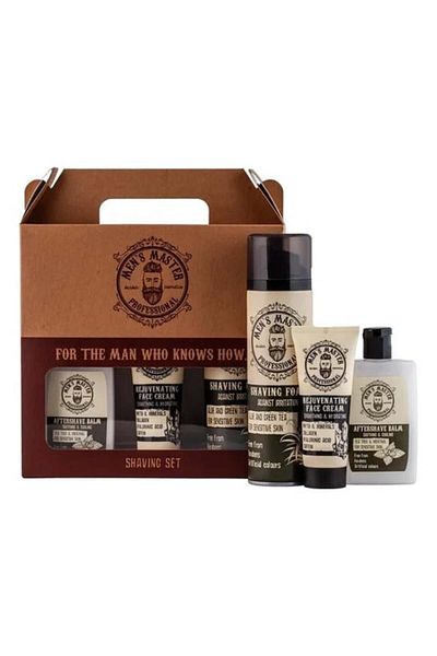Men's Master Professional shaving gift set with face cream, shaving foam, aftershave balm