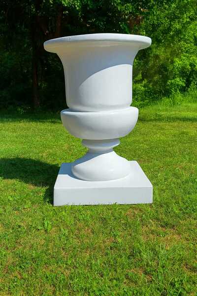 artidea Beyaz Çicek Ve Ağaç Polyester Saksı