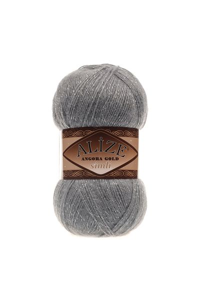 Alize Angora Gold Glitter Hand Knitting Yarn 100g 500m – Can Be Knitted with a Needle and Crochet – Color No: 87 - Charcoal Gray