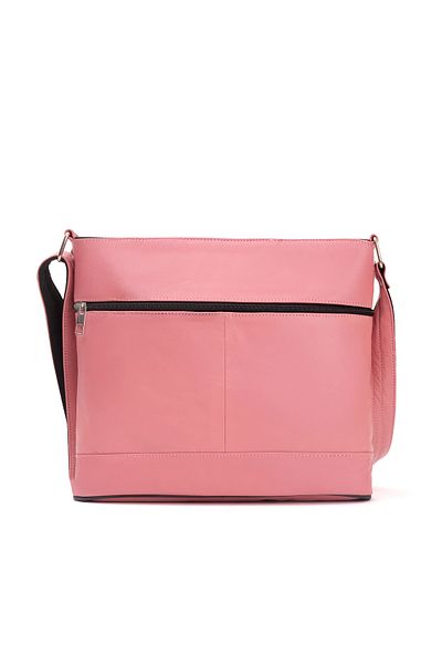 fubileather Genuine Leather Crossbody Pink Messenger Bag