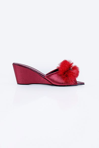 Lunoche Nightwear Women's Thick Heeled Feathered and Stoned Stylish Daily House Slippers Dowry Slippers Ornate Birth Guest Bride Te