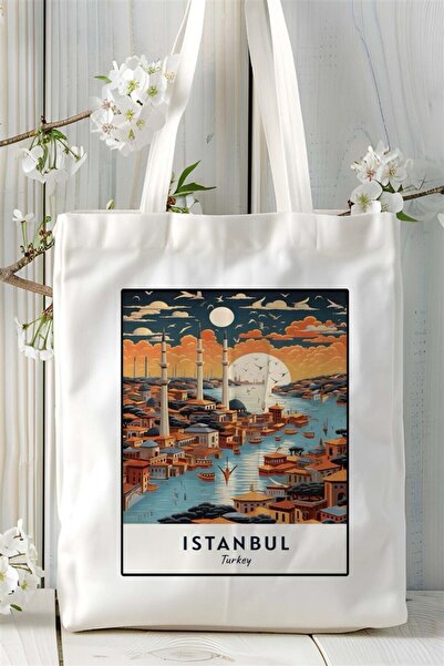 ART HEDİYE istanbul Baskılı Bez Çanta omuz çantası Kişiye Özel desen 9