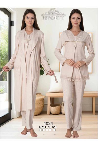 EM&FA TEKSTİL Pregnant Maternity Pajama Set with Robe