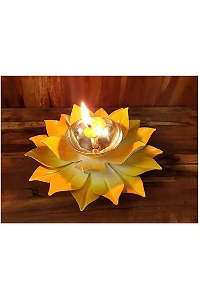 Generic Shreeji Lotus shape Brass made kuber Diya | Large Lotus Flower Deepak | Lotus Diya for temple Puja