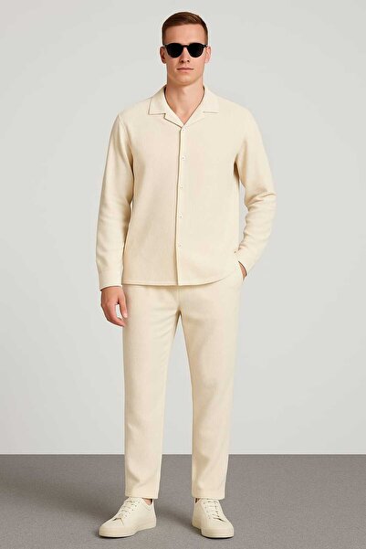 tetramoda Bürümcük Fabric Summer Lycra Long Sleeve Shirt Pants Set