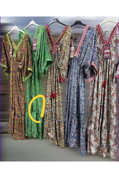 MODAGK Bohemian Shawl Pattern Imported Silk Dress – Summer Ethnic Long Dress