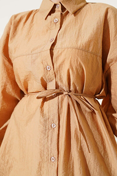 Sas Balon Kollu Kuşak Detaylı Modern Gömlek Tunik