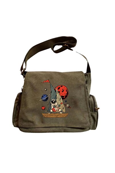 Violon Astronot Unisex Yeşil Postacı Çantası