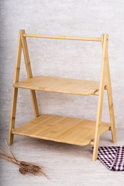 DNS HOME Bamboo 2 Tier Presentation Rack, Spice Rack Organizer, Closeable Organizer, Tiered Stand