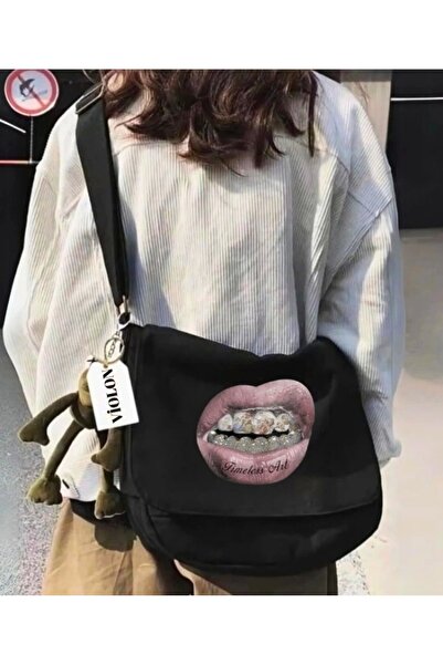 Violon Geantă tip poștaș cu imprimeu Timeless Lips